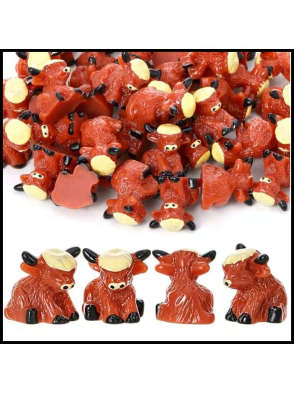 50 Mini Highland Cow Resin Figurines Farm Decor Terrarium